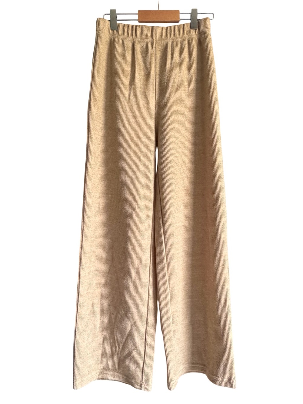 Women's Wide Leg Knit Track Pants in Beige